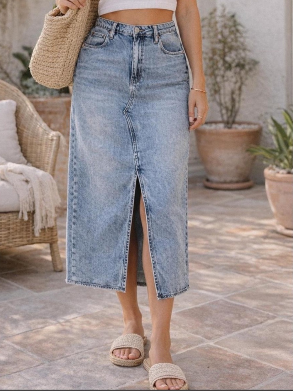 Blank NYC Women’s Light Wash High-Rise Denim Maxi Skirt  Size 29 NEW/NWT